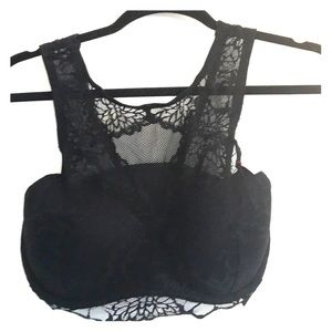 Victoria Secret Pink black lace sports bra.